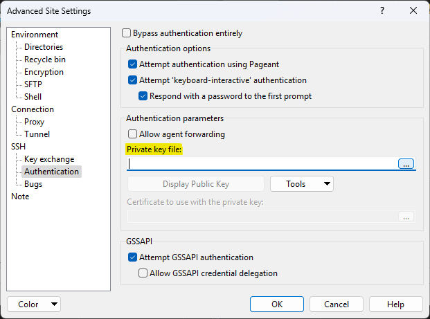 WinSCP Advanced Settings Window 1